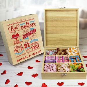 Be My Valentine Wooden Sweet Box - 9 compartment